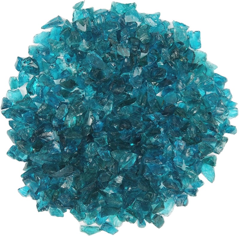 LUSTERING High Luster Crushed Glass Glitter, 6-9mm Fire Glass, Broken Glass, Glass Chips for Fire Pit Crafts DIY Epoxy Resin Art, Geode Painting, Vase Filler, Aquarium Garden Decor,330g (Turquoise) - Image 1